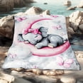 thumbnail image 2 of 1 Piece Cute Good Night Elephant and Moon Printed Flannel Blanket - Lightweight, Soft, and Warm All-Season Blanket with Adorable Elephant and Butterfly Design, 2 of 4