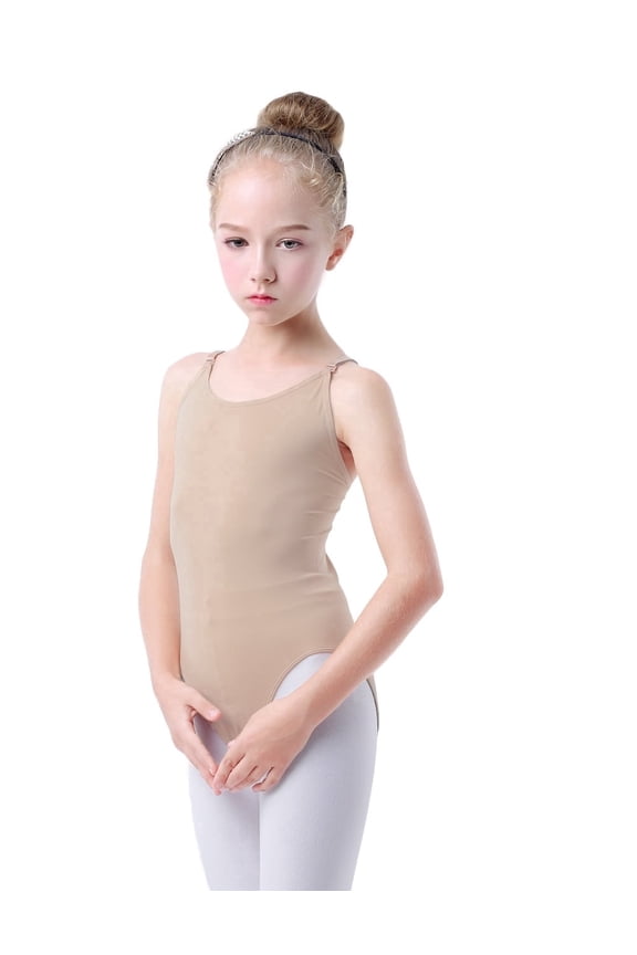 Girls' Nude Seamless Camisole Ballet Leotard Bodysuit