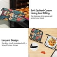 thumbnail image 4 of Tropical Totem Mask Flower 5 Pcs Kitchen Set Heat Resistant Oven Mitts and Non-Slip Pot Holders with Adjustable Cooking Apron, 4 of 6