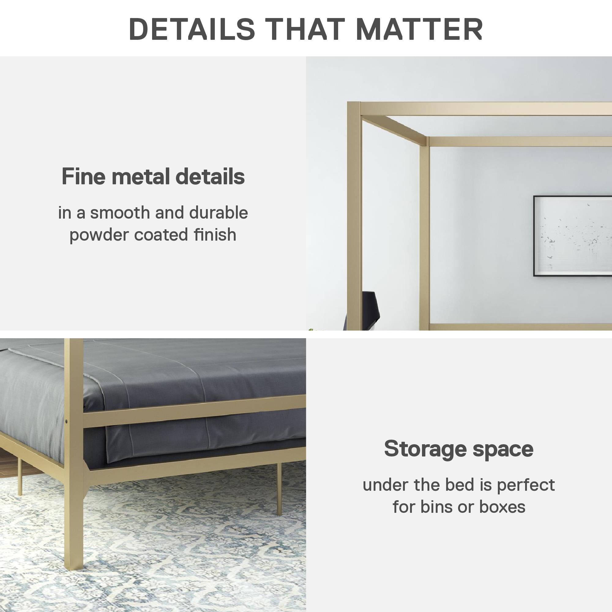 DHP Modern Canopy Gold Metal Bed, King