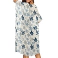 thumbnail image 3 of Xoenoiee Tropical Leaves Pattern Half Sleeve Women's Sheer Mesh Short Sleeve Swimwear Long Kimono Cardigan Summer Boho Beach Cover Up Tops for Vacation Beach, 3 of 7