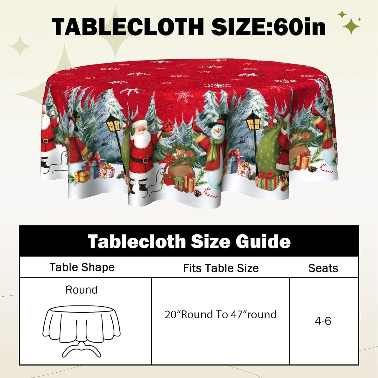 Christmas Round Tablecloth 60 inch Christmas Nativity Table Cloth Xmas Tree Table Cloths Decorations for Home Kitchen Dining Red Buffalo Plaid