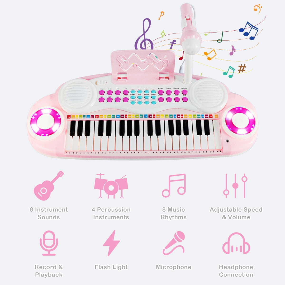 Costway 37-Key Toy Keyboard Piano Electronic Musical Instrument Pink