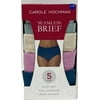 Carole Hochman Women’s Seamless Full Coverage Briefs 5-PACK, Aqua/Pink Large