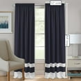 thumbnail image 2 of Woven Trends Two-Tone Window Curtain Panels, Rod-Pocket Light Filtering Curtains for Bedroom and Living Room, Double Layered Window Panel, Navy/White, 50" x 84" Single Panel, 2 of 7