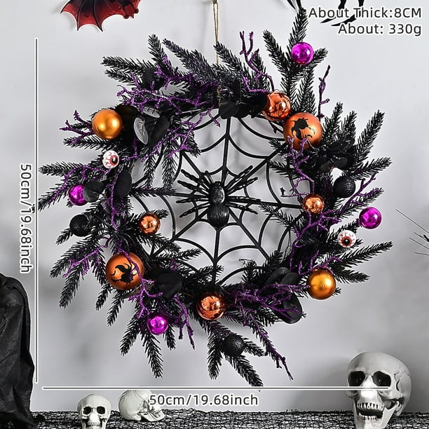 Black Halloween Wreath, Halloween Wreath for front door, Halloween outlet Party, Dark Decor, Skull Decor, Gothic Wreath, Gothic Home Decor, Spooky