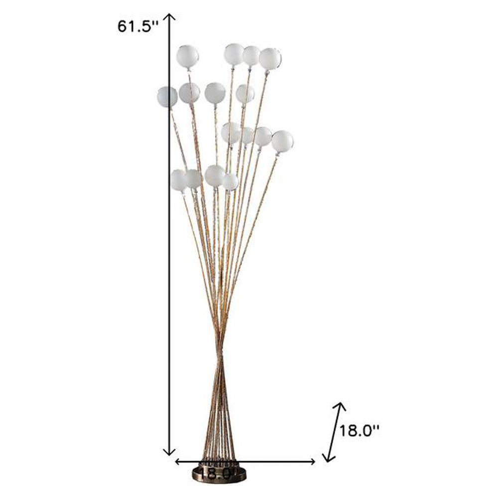 62" Golden Chrome Contemporary Multi Light LED Floor Lamp