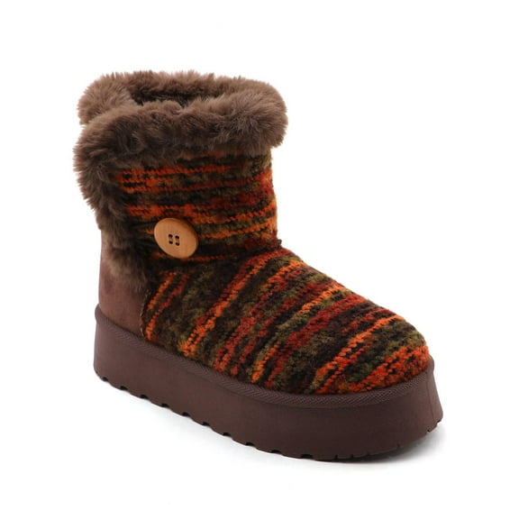 GJPBGK Women Winter Snow Boots Warm Fur Lined Ankle Boots with Buckle for Cold Weather