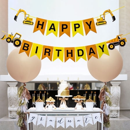 OUNONA  Excavator Birthday Decoration School Party Colorful