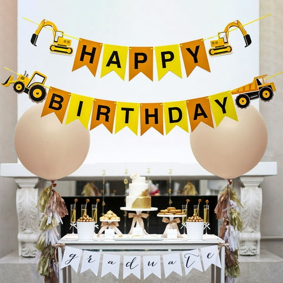 OUNONA  Excavator Birthday Decoration School Party Colorful