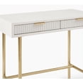 thumbnail image 5 of White Two-Drawer Office Desk with Metal Frame - Compact Workstation Table with Storage Drawers - Ideal for Home, Study or Bedroom - Color: White, 5 of 5