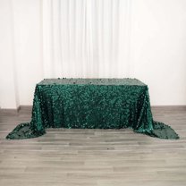 Efavormart 90"x156"  Hunter Emerald Green Big Payette Sequin Rectangle Tablecloth Premium Table Cover Party Supplies for Baby Shower Tablecloth, Wedding Birthday Party, Banquet Decor