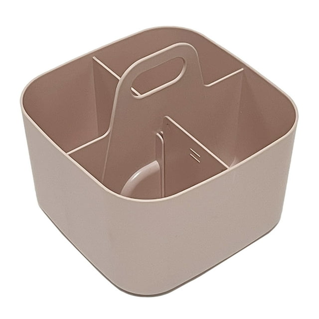 Modular Plastic Desk Organizer - Multi-Compartment Storage Container for Makeup Brushes, Stationery & Art Supplies (Ergonomic Handle Design)