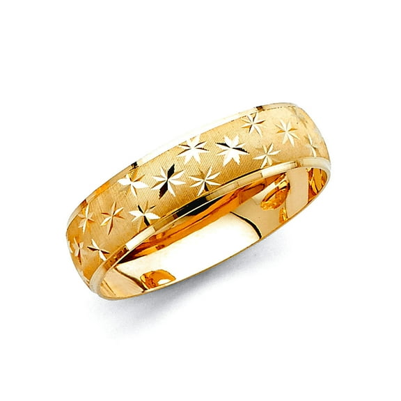 14k Yellow Gold 6mm Sparkle-Cut Wedding Band Ring Size 10 Wedding Band for Women and Men - 2.0 Grams