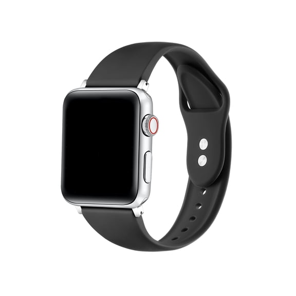 Posh Tech Silicone Watch Band with Silver Connectors for Apple Watch in Black