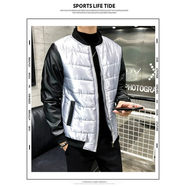 Newly Upgraded Version Autumn And Winter Jackets For Men Short Stand Collar  Cotton Coat For Boys Warm Windproof Casual Padded Jacket L Silver Gray 