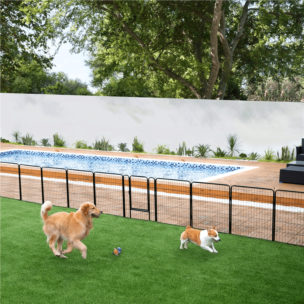 Yaheetech 31.5" Tall 8-Panel Dog Playpen with Door, Black