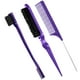 thumbnail image 1 of 3 Pcs Slick Back Hair Brush Set Bristle Hair Brush Edge Control Brush Teasing Comb for Women Baby Kids' Black Hair (Purple), 1 of 5