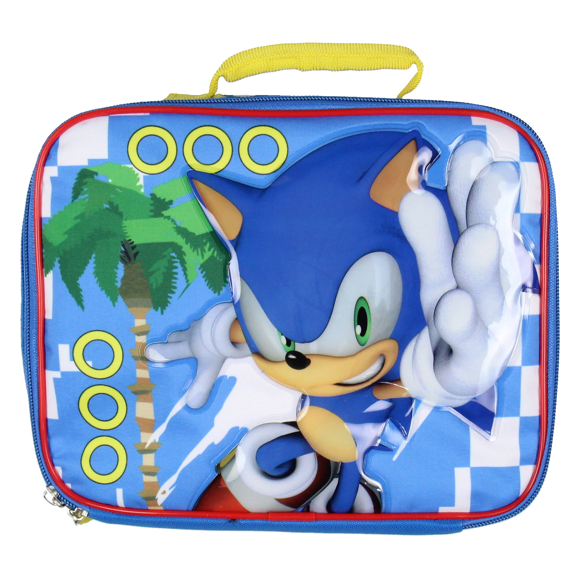 Sonic The Hedgehog Kids Lunch Box Full Gamer Raised Character Insulated Lunch Bag Tote For Hot And Cold Food, Drinks, And Snacks 10"