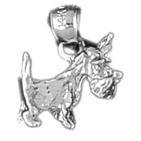 18K White Gold Terrier Dog Pendant - 14 mm