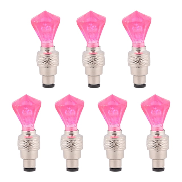 UPGRATOR 7Pcs Pink Cycling Lamps Valve Stem Cap Lights for Bike Night Riding Light Bicycle Accessories