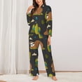 thumbnail image 3 of Bingfone Womens Pajama Sets Funny Sloths In The Forest Print,Long Sleeve Loungewear Pajamas Set-Large, 3 of 9