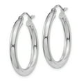 thumbnail image 2 of Real 14kt White Gold Polished 3mm Lightweight Tube Hoop Earrings; for Adults and Teens; for Women and Men, 2 of 3