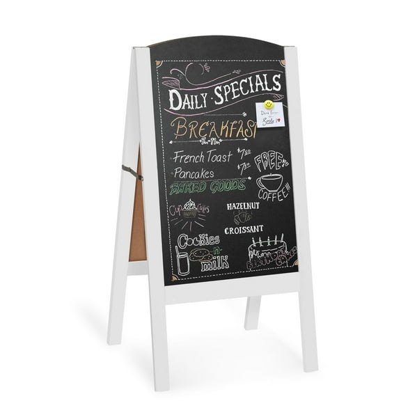 Ilyapa Wooden A-Frame Chalkboard Signs with Rounded Top - 20 x 40 Inches White Sidewalk Chalkboard - Sturdy Freestanding 20x40 Menu Display