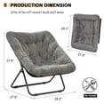 thumbnail image 2 of Gaildon Moon Saucer Chair Soft Faux Fur Folding Accent Chair, Square Lounge Lazy Chair Moon Chair with Metal Frame, Grey, 2 of 7