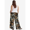 thumbnail image 2 of ellos Women's Plus Size Wide-Leg Soft Pants With Back Elastic - 4X, Black Beige Floral, 2 of 6