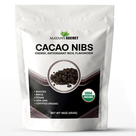 Mayan's Secret Raw Organic Cacao Nibs Roasted Superfoods 1 Lb - Keto, Vegan, Non GMO - 16oz