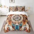thumbnail image 2 of Homewish Boho Bohemain Dreamcatcher 7 Pieces Bedding Comforter Set,Western Country Farmhouse Full Bedding Set,Brown Beige Cyan Fitted Sheet Flat Sheet For Men Women,Breathable Home Decor Reversible, 2 of 8
