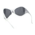 thumbnail image 4 of Polarized Exaggerated XXL Wrap Curved Mask Style Plastic Sunglasses Silver - Black, 4 of 4