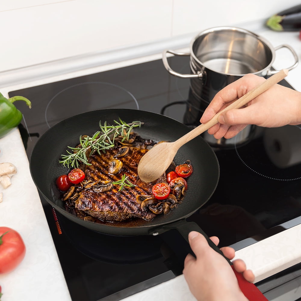 Ozark Trail Lightweight Cast Iron Skillet, Pre-Seasoned, 12 in / 30 cm, with Silicone Handle Sleeve