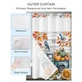 thumbnail image 2 of No Hook Cloth Fabric Shower Curtain with Snap in Liner, Fall Green Truck Waterproof Shower Curtains Set with See Through Top Window, Thanksgiving Pumpkin Sunflower Leaf Wood Bath Curtains 72"x84", 2 of 6