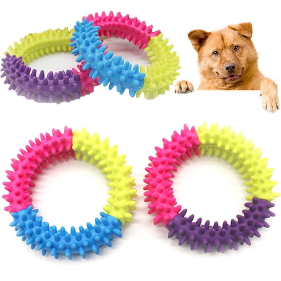 Meidiya 3Pcs Pet Round Ring Toy for Small Dogs,Durable Pet Barbed Ring Toy for Dogs and Cats Bright Colors TPR Puppy Toys Interactive Spike Ring Dog Chew Toys for Teeth Cleaning