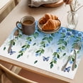 thumbnail image 3 of Spring Flower Placemats Set of 8, Watercolor Blue Flowers Leaf Butterfly Gradient Blue Non-Slip Place Mats Washable Table Mats for Kitchen Dining Table Decorations Indoor/Outdoor, 3 of 9