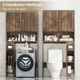 thumbnail image 6 of Walsunny Over the Toilet Storage Cabinet with Doors Side Storage Toilet Paper Holder Stand Space Saver Shelf Organizer Rack Freestanding for Restroom Bathroom Laundry Walnut, 6 of 7