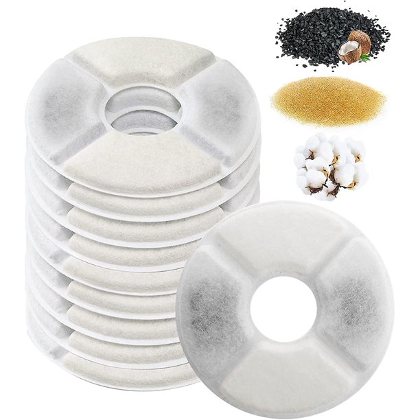 Filtros de repuesto para fuente de agua para gatos, 10 Uds., para filtros de repuesto para fuente para perros y gatos de 1,6-2,5l con carbón activado y resina de intercambio iónico Rojo Verde Cocina, Decoración y Otros