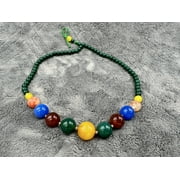 kiki home Genuine Natural Jade Gemstone Jewelry multicolor chalcedony necklace