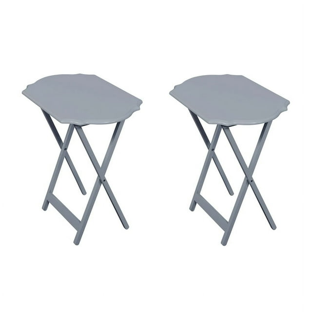 Linon Zyan Wood Folding Snack Tray Set of Two in Gray