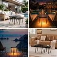 thumbnail image 6 of Omniberg Solar Nesting Tables with Built-in Light Set of 2, Round End Table with Coated Steel Frame, All-Weather Bistro Drink Side Tables for Patio, Porch, Garden, Indoor, 6 of 8