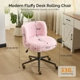 thumbnail image 5 of Ktaxon Vanity Chair, Adjustable Desk Chair with Metal Base and Swiveel Casters, Long Pile Fabric Makeup Chair for Women, Ideal for Office,Study and Home Pink, 5 of 8