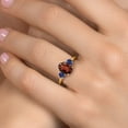 thumbnail image 4 of Gem Stone King 18K Yellow Gold Plated Silver Red Garnet and Blue Created Sapphire Engagement Ring for Women | 2.63 Cttw | Oval 9X7MM | Gemstone January Birthstone | Size 6, 4 of 6