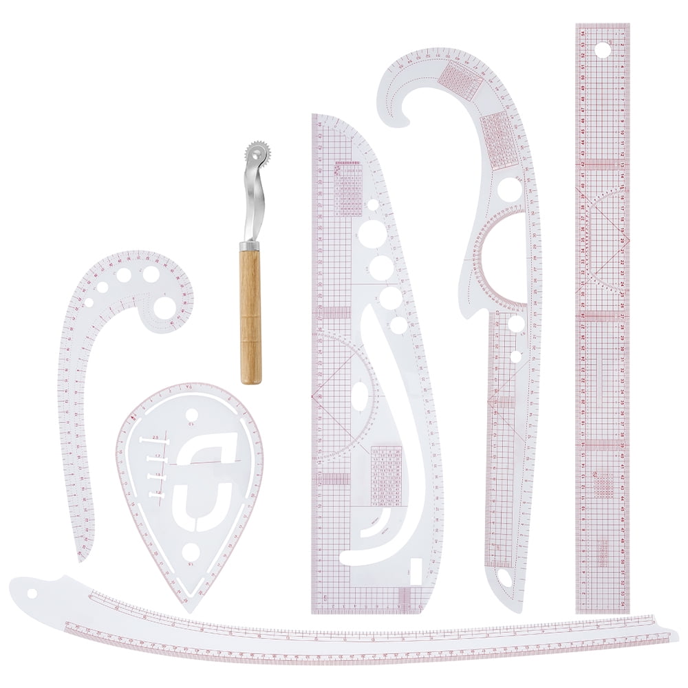 Floranea 4 Pcs Sewing Tools Ruler Set Clear French Curve Metric Pattern Kit Bendable Drawing Template Measure for Designer Beginner Pattern Maker Tailor Sewing Dressmaking DIY Clothing 