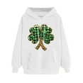 thumbnail image 3 of VBTAPA Women's St. Patrick's Day Green Hoodie Trendy Casual Long Sleeve Hooded Sweatshirt Lucky Shamrock Pullover Hoody Tops with Pocket White XL, 3 of 6