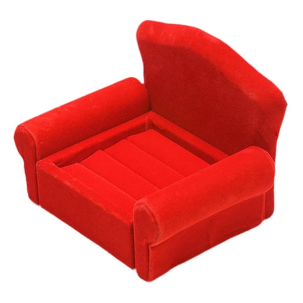 Soporte de exhibición con forma de sofá, organizador de joyas, caja de joyería, estante para pendientes Rojo