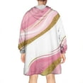 thumbnail image 2 of Pink Gold Marble Pattern Wearable Oversized Blanket,Wearable Blanket Hoodie for Adults,Cozy Hooded Blankets with Super Pockets,Super Warm Fuzzy Pullover for Women & Men, 2 of 6