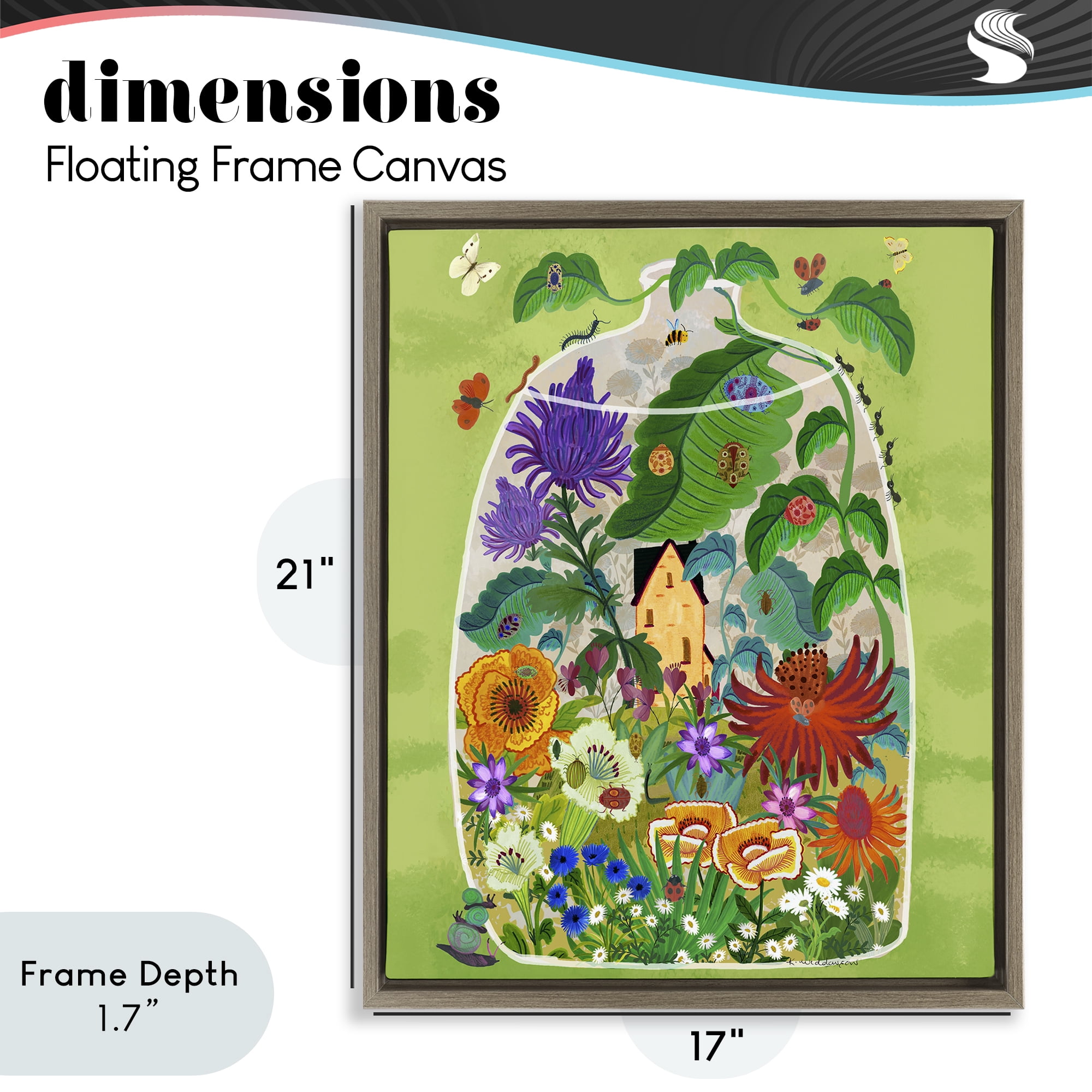 Stupell Industries Terrarium Bug Garden Brown Framed Floater Canvas Wall Art, design by Kay Widdowson