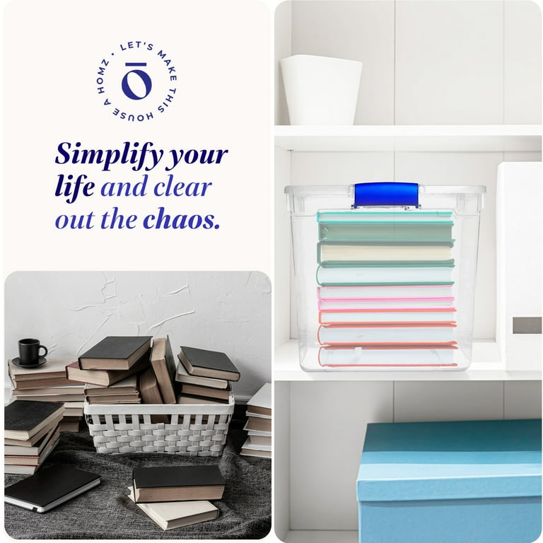 Homz 31 Qt Plastic Sealed Bins, Clear Latching Storage Containers